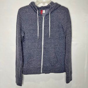 H&M Divided Woman’s Jacket sz 12 Lightweight Full Zip Drawstring Hood Blue